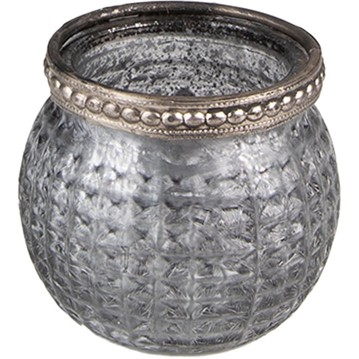 Clayre & Eef 6GL3975 Держатель для свечей Ø 6x5 см серое стекло