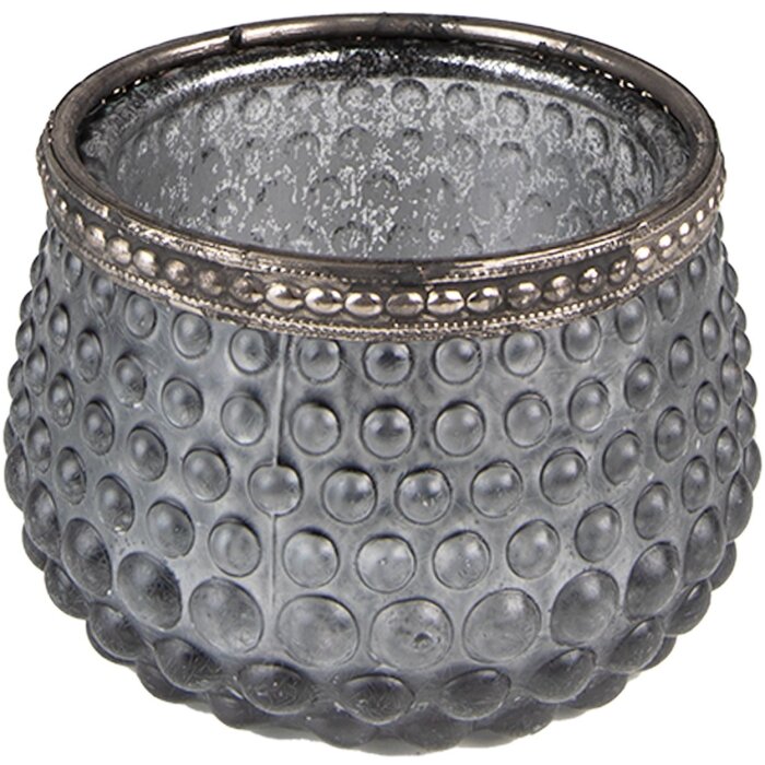 Clayre & Eef 6GL3980 Держатель для свечей Ø 8x6 см серое стекло