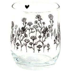 Clayre & Eef 6GL4080 Trinkglas Schwarz Blumen...