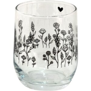 Clayre & Eef 6GL4080 Trinkglas Schwarz Blumen...