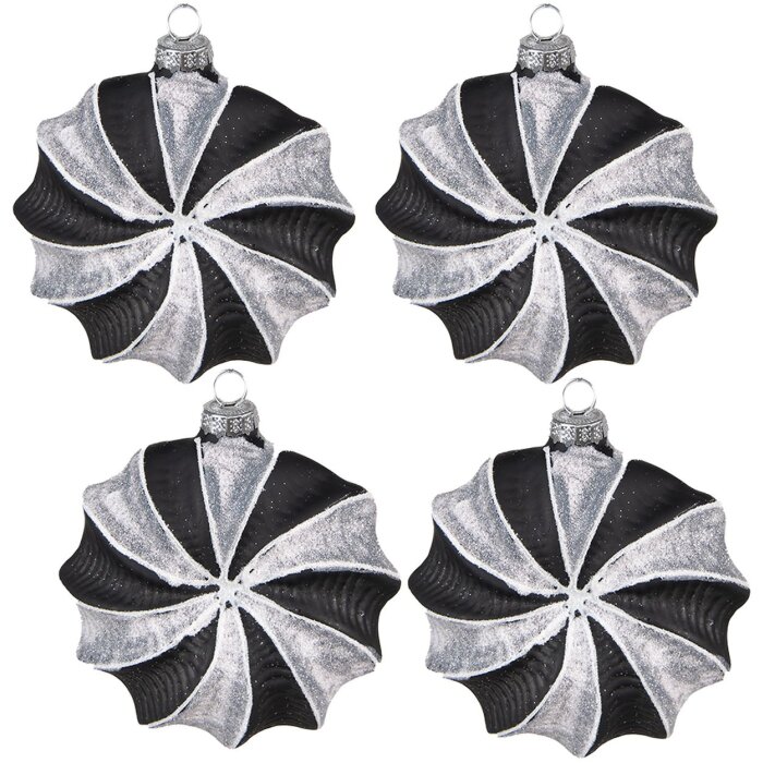 Clayre & Eef 6GL4161 Елочные игрушки 10x3x10 см (набор из 4) черный - серый