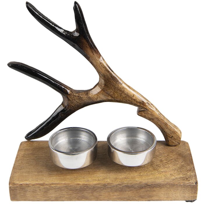 Clayre & Eef 6H2252 Подставка для свечей 17x7x17 см коричневая