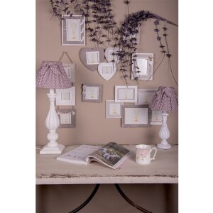 Clayre & Eef 6LAK0538M Lampenschirm Ø 22x14 cm E27 Braun Weiß Baumwolle