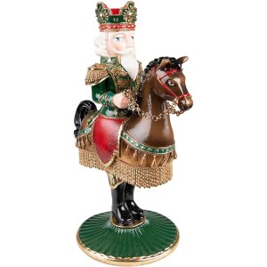 Clayre & Eef 6PR3778 Подсвечник Щелкунчик 22x15x33 см зеленый - коричневый