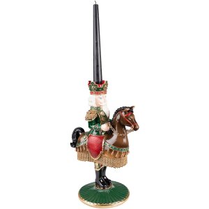 Clayre & Eef 6PR3778 Подсвечник Щелкунчик 22x15x33 см зеленый - коричневый