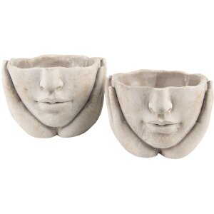 Clayre & Eef 6TE0413S Цветочный горшок 17x17x11 см серо-бежевый