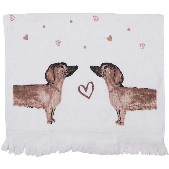 Clayre & Eef CTDHL2 Гостевое полотенце Собака 40х66 см бело-коричневое