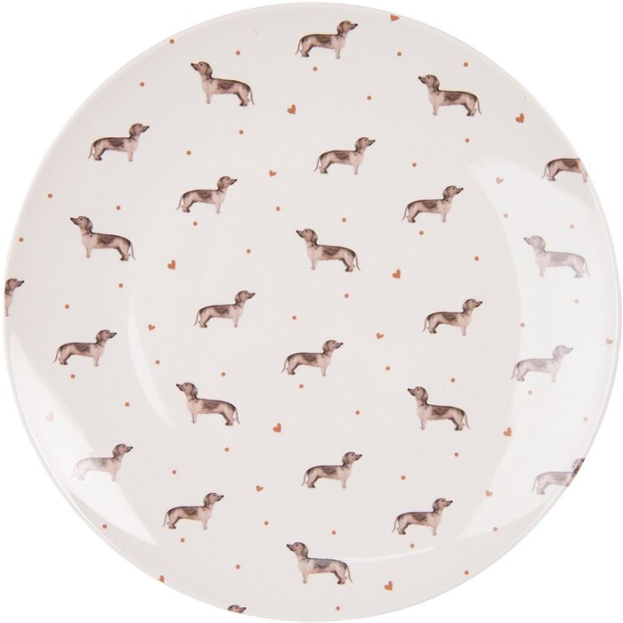 Clayre & Eef DHLFP Большая тарелка Ø 26x2 см Бежево-коричневая обеденная тарелка