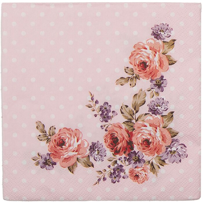 Clayre & Eef DTR73-1 Бумажные салфетки 33x33 см (20 шт.) Розовый