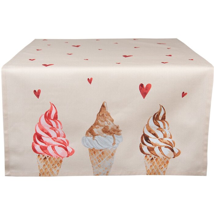 Clayre & Eef FAS64 Настольная скатерть 50x140 см бежево-розовая