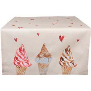 Clayre & Eef FAS64 Tischläufer 50x140 cm Beige Rosa