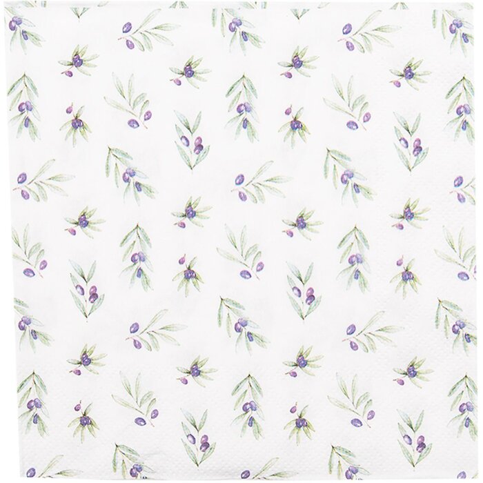 Clayre & Eef OLG73 Бумажные салфетки 33x33 см (20 шт.) бело-голубые