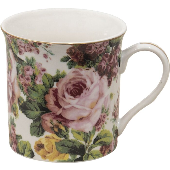 Clayre & Eef PFMU Becher Porzellan Rosa 12x8x9 cm 330 ml