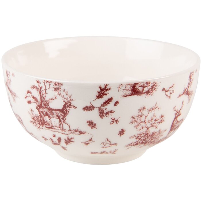 Миска Clayre & Eef PFTBO Ø 14x7 см - 500 мл Бежево-красная суповая миска