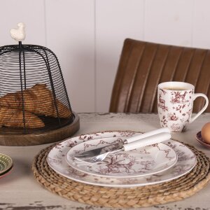 Миска Clayre & Eef PFTBO Ø 14x7 см - 500 мл Бежево-красная суповая миска