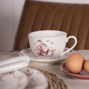 Clayre & Eef PFTKS Кофейная чашка с блюдцем 12x9x6 см - Ø 14x2 см - 200 мл