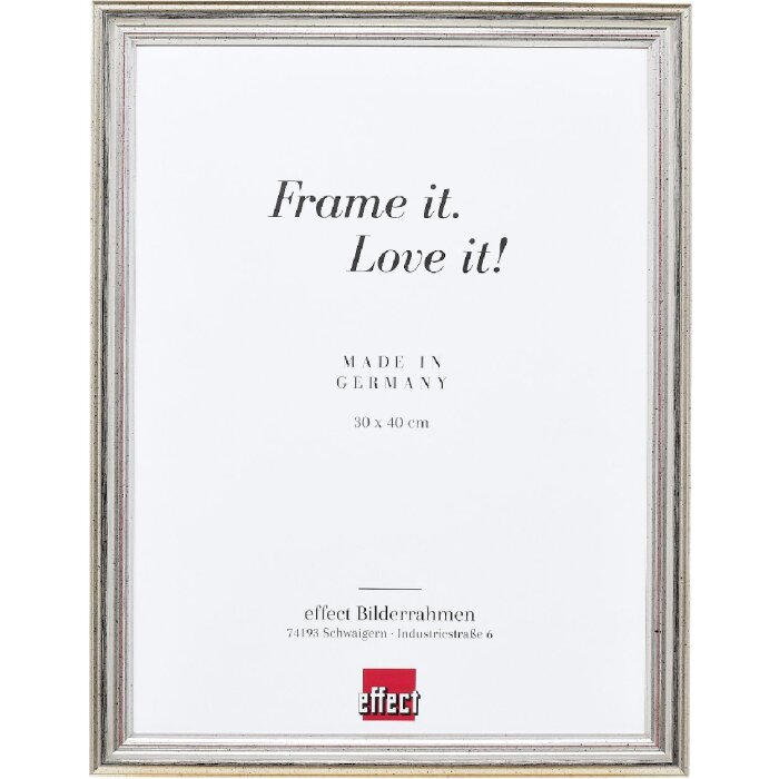 Effect Holzrahmen Profil 44 silber 21x28 cm Antireflexglas
