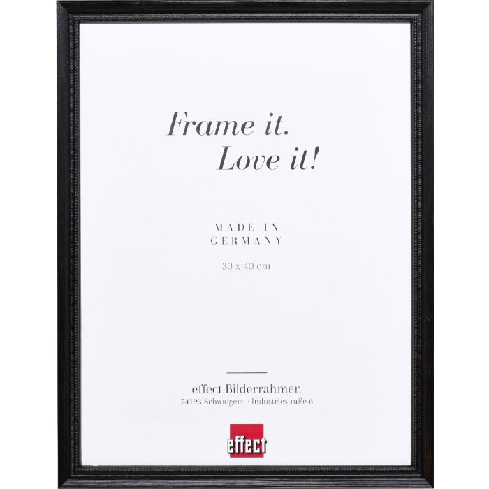 Effect Holzrahmen Profil 48 schwarz 25x50 cm Antireflexglas