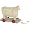 Clayre & Eef Dekofigur Kuh auf Rädern 14x7x12 cm rustikale Polyharzfigur