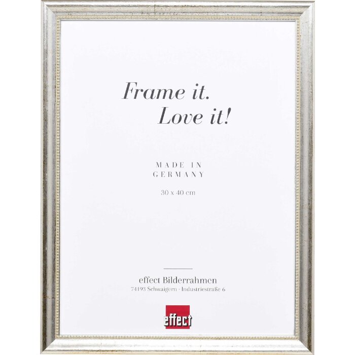 Effect Holzbilderrahmen Profil 85 Silber 50x65 cm Antireflexglas