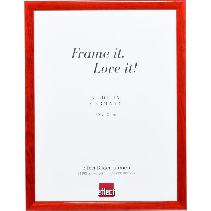 Эффектная деревянная рама профиль 89 красный 25x60 см антибликовое стекло