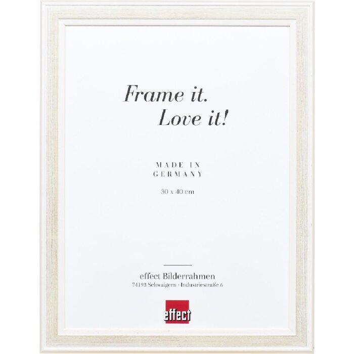 Effect Holz-Bilderrahmen Profil 64 weiß 24x30 cm Kunstglas
