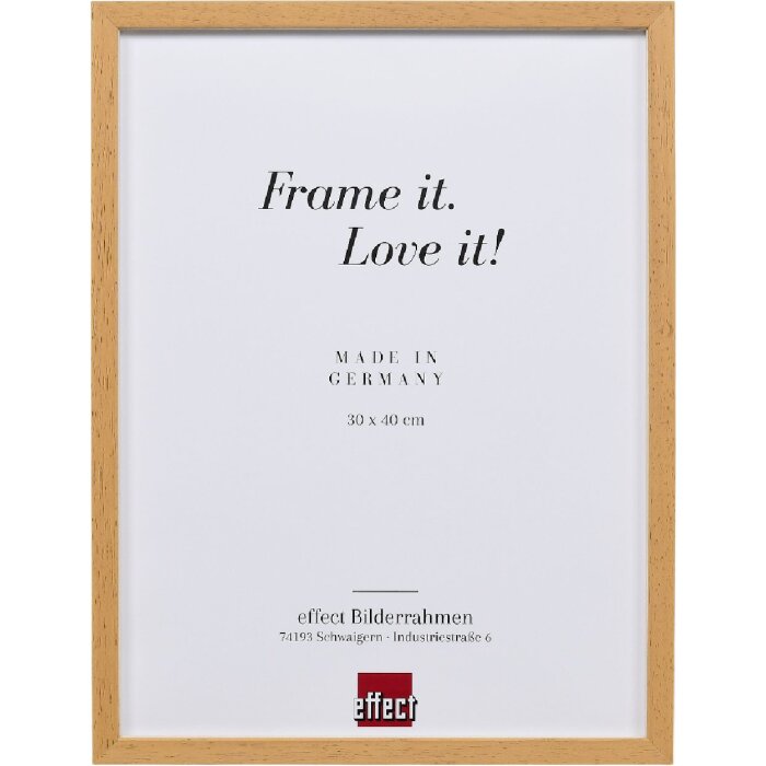 Эффектная деревянная рама профиль 35 дуб 25х60 см обычное стекло + разделитель