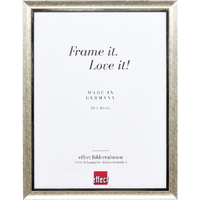 Фоторамка Effect из массива дерева, профиль 40, серебро, 21x28 см, музеевое стекло