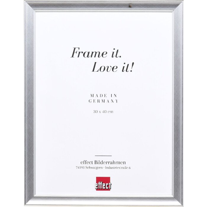 Effect Holz-Bilderrahmen Profil 41 Silber 25x30 cm Museumsglas