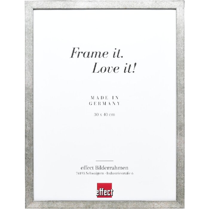 Фоторамка effect из дерева, профиль 42, музеевское стекло, серебро, 50x65 см