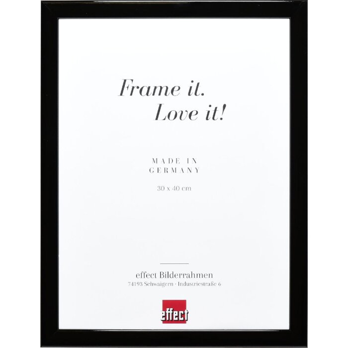 Effect Holz-Bilderrahmen Profil 43 Schwarz Hochglanz 35x50 cm Museumsglas