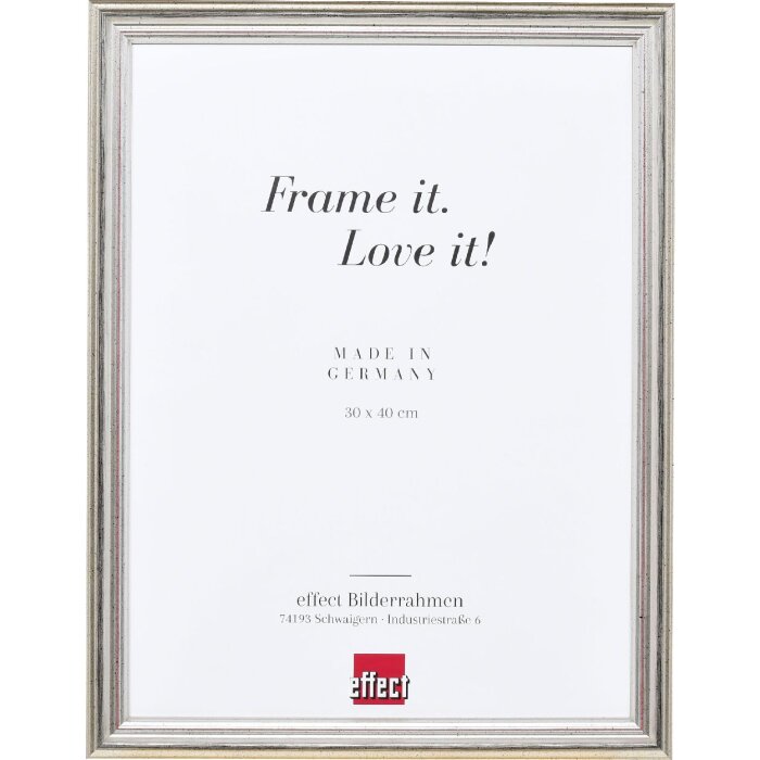 Effect Holzrahmen Profil 44 silber 18x27 cm Museumsglas
