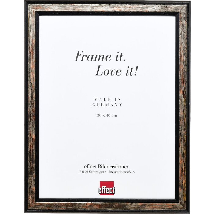 effect Holz Bilderrahmen Profil 64 Schwarz 24x30 cm mit Museumsglas
