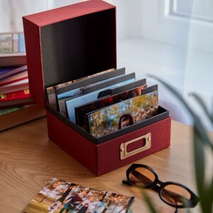 HNFD Fotobox Sawala 10x15 cm Leinen grau für bis zu 700 Fotos