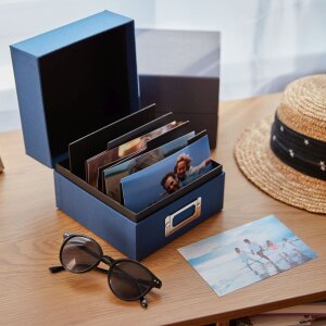 HNFD Fotobox Sawala 10x15 cm Leinen weiß mit Trennern für 700 Fotos