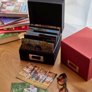 HNFD Fotobox Sawala 10x15 cm Leinen weiß mit Trennern für 700 Fotos