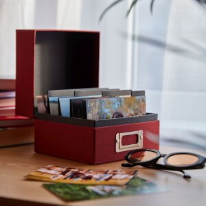HNFD Fotobox Sawala 10x15 cm Leinen weiß mit Trennern für 700 Fotos