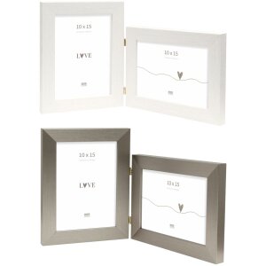 Deknudt Doppelrahmen S41V Kunststoffrahmen silber weiß 10x15 bis 15x20 cm