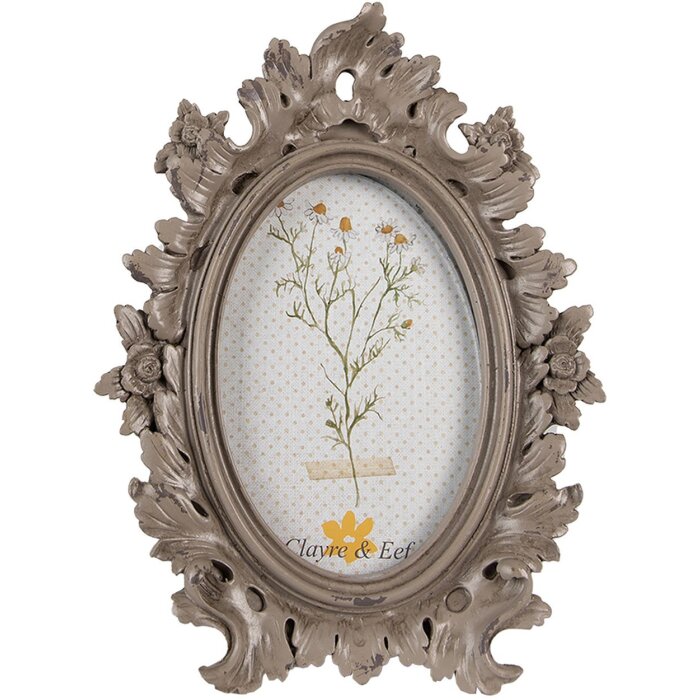 Clayre & Eef 2F0987 Fotorahmen 18x3x24 cm Braun Oval 10x15 cm