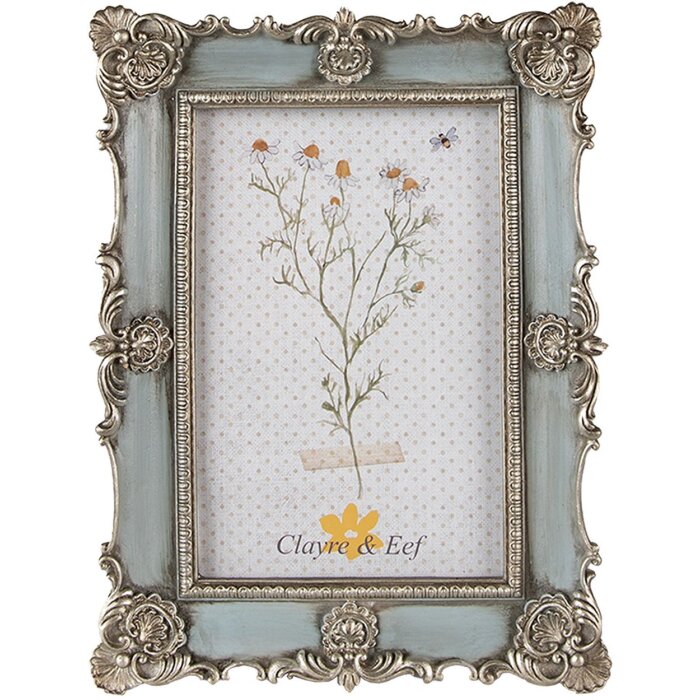 Clayre & Eef 2F0995 Fotorahmen 15x2x20 cm Blau Vintage Design 10x15 cm