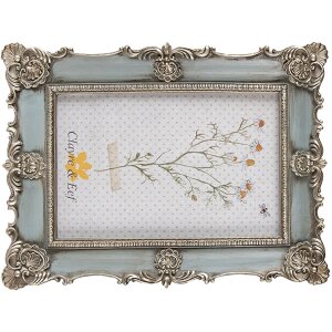 Clayre & Eef 2F0995 Fotorahmen 15x2x20 cm Blau Vintage Design 10x15 cm