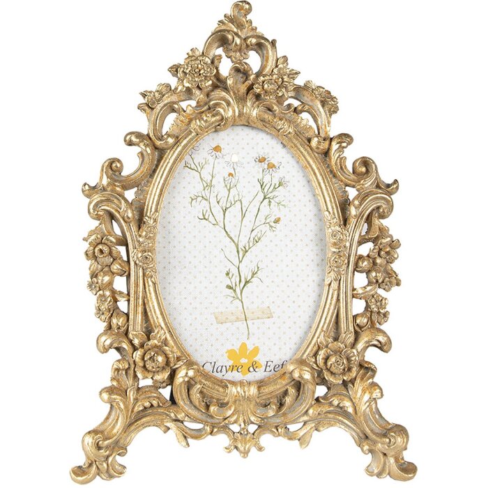 Clayre & Eef 2F1010 Fotorahmen 18x2x27 cm 10x15 cm Goldfarbig