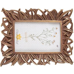 Clayre & Eef 2F1024 Fotorahmen 18x2x21 cm 10x15 cm Goldfarbig