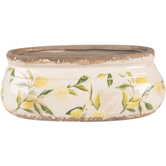 Clayre & Eef 6CE1531M Dekoration Blumentopf 23x10x9 cm Gelb Oval