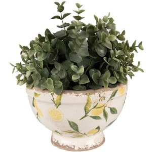 Clayre & Eef 6CE1536S Blumentopf Zitronenmotiv Gelb...
