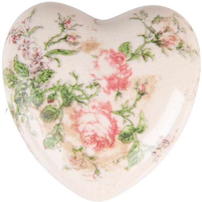 Clayre & Eef 6CE1542L Dekoration Herz Rosa Beige 11x11x4 cm