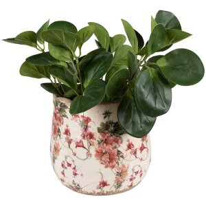 Clayre & Eef 6CE1549M Blumentopf Keramik Ø 18x16 cm Rosa Beige Barockstil