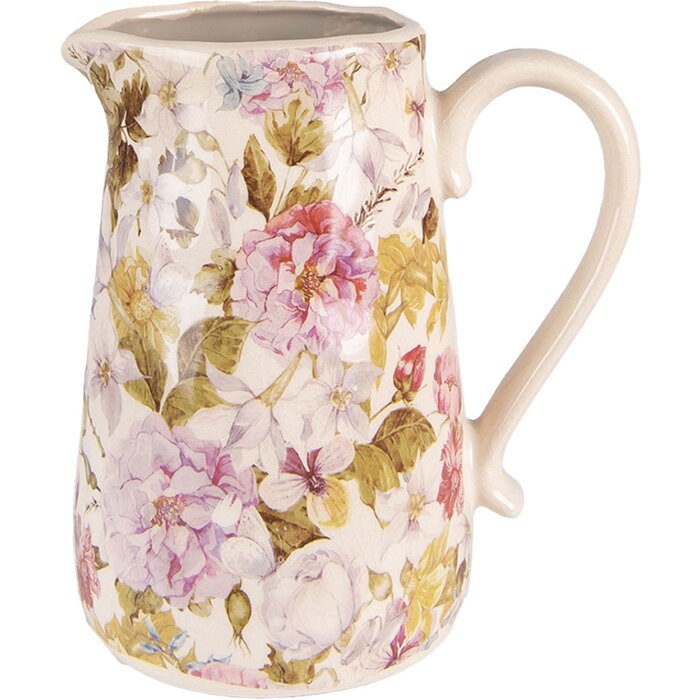 Clayre & Eef 6CE1559L Dekoration Kanne 20x14x23 cm Rosa Beige
