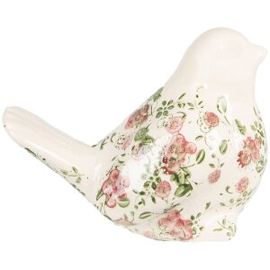 Clayre & Eef 6CE1567L Dekoration Vogel 19x11x14 cm Rosa Beige