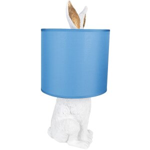 Clayre & Eef 6LMC0013WBL Tischlampe Kaninchen Ø 20x43 cm Weiß Blau
